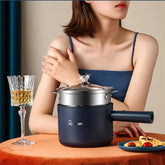 Navy blue multi-functional mini non-stick cooker with silver lid for quick cooking
